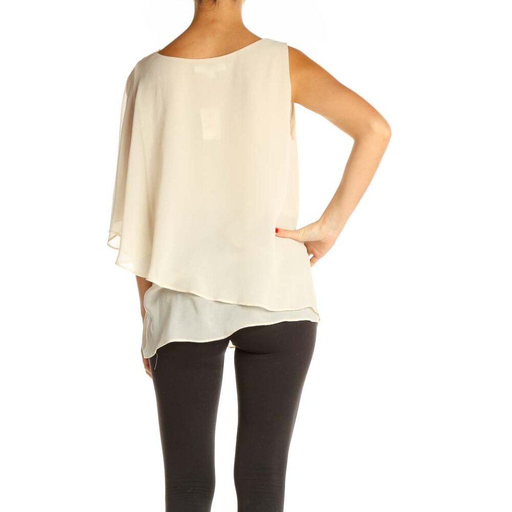 Pleione Beige Solid Casual Blouse - Picture 3 of 3